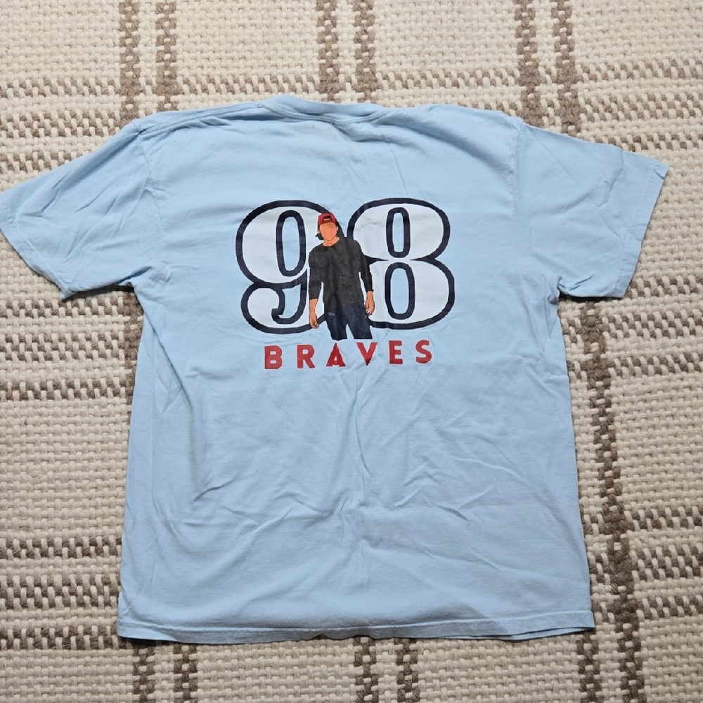 Comfort Colors Sky Blue Morgan Wallen 98 Baves Atlanta Braves Pocket Tee Size L